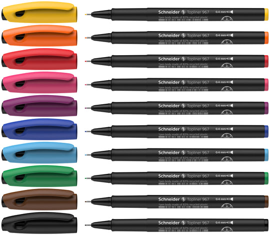 Lot 10 stylos colorés pointe fine 0,4 mm