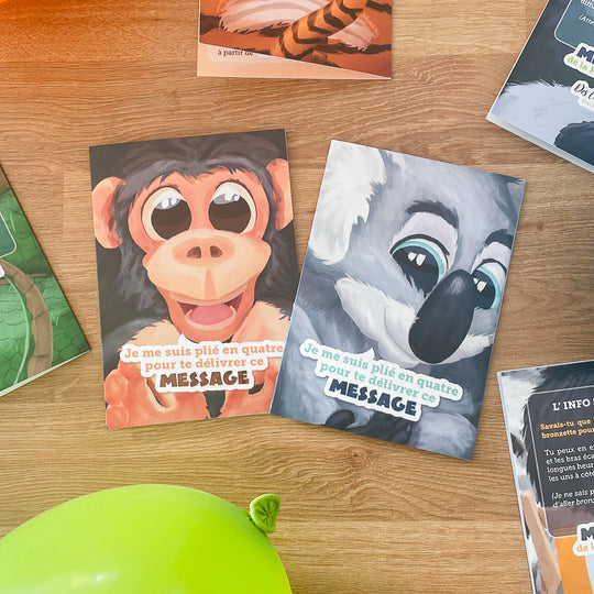 Cartes invitations anniversaire singe et koala