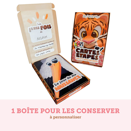 Cartes étapes premières fois bébé boîte