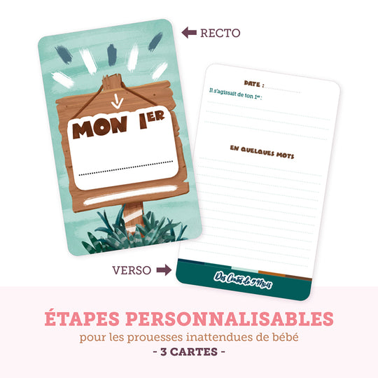 Cartes étapes premières fois bébé personnalisées